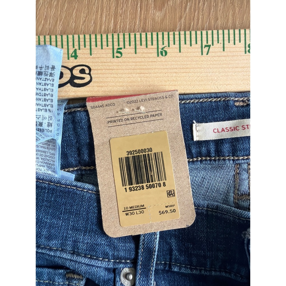 Levis Classic Straight Hypersoft Mid Rise Jeans Blue Medium Wash size 10 W30 L30 - Picture 3 of 10